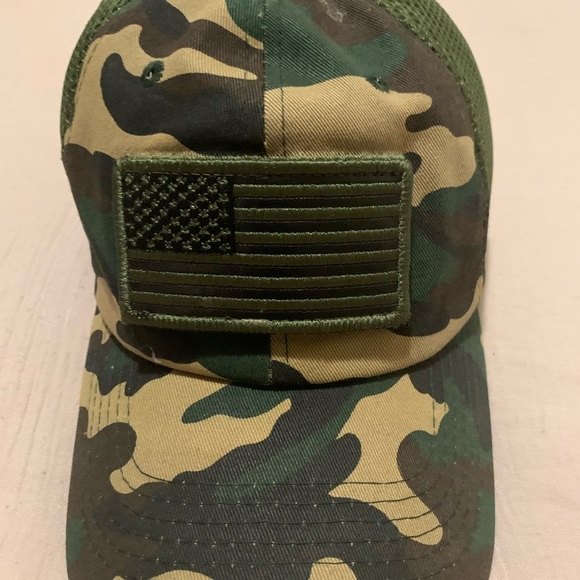 Camouflage American Flag Patch Hat - Picture 7 of 9